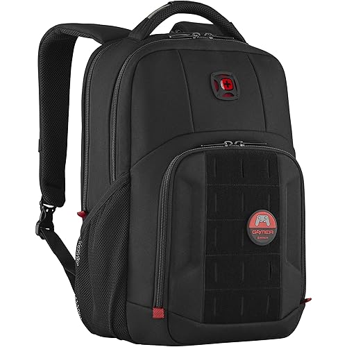 WENGER PlayerMode Gaming Backpack, Notebook up to 15.6 Inches, Tablet up to 10 Inches, 20 litres, Women Men, Gaming Business University School Travel, Black