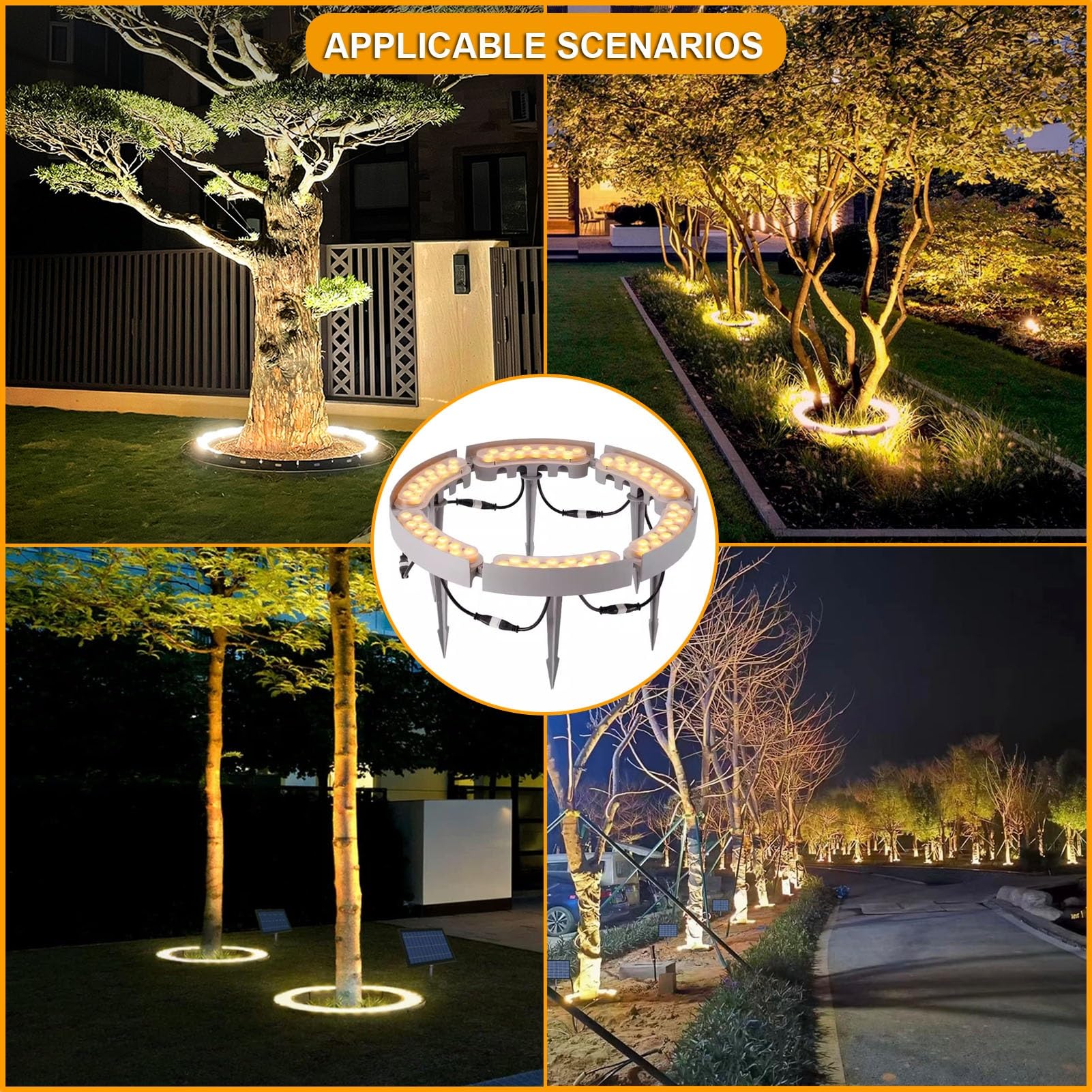 Faretti da giardino a LED a energia solare, per esterni, a bassa tensione, per fioriere e alberi, luce bianca calda, confezione da 6