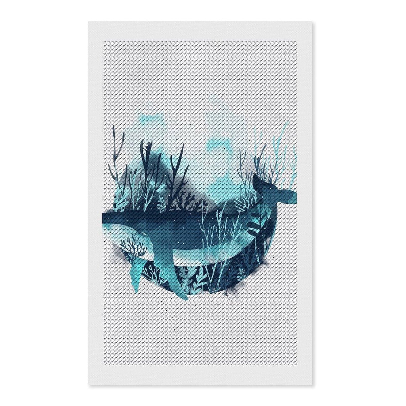 Junmoney Free Whale 5D Diamond Painting Kit 12"x20", Relaxing DIY, Mindful Craft Project, Full Kit Included, Thoughtful Present