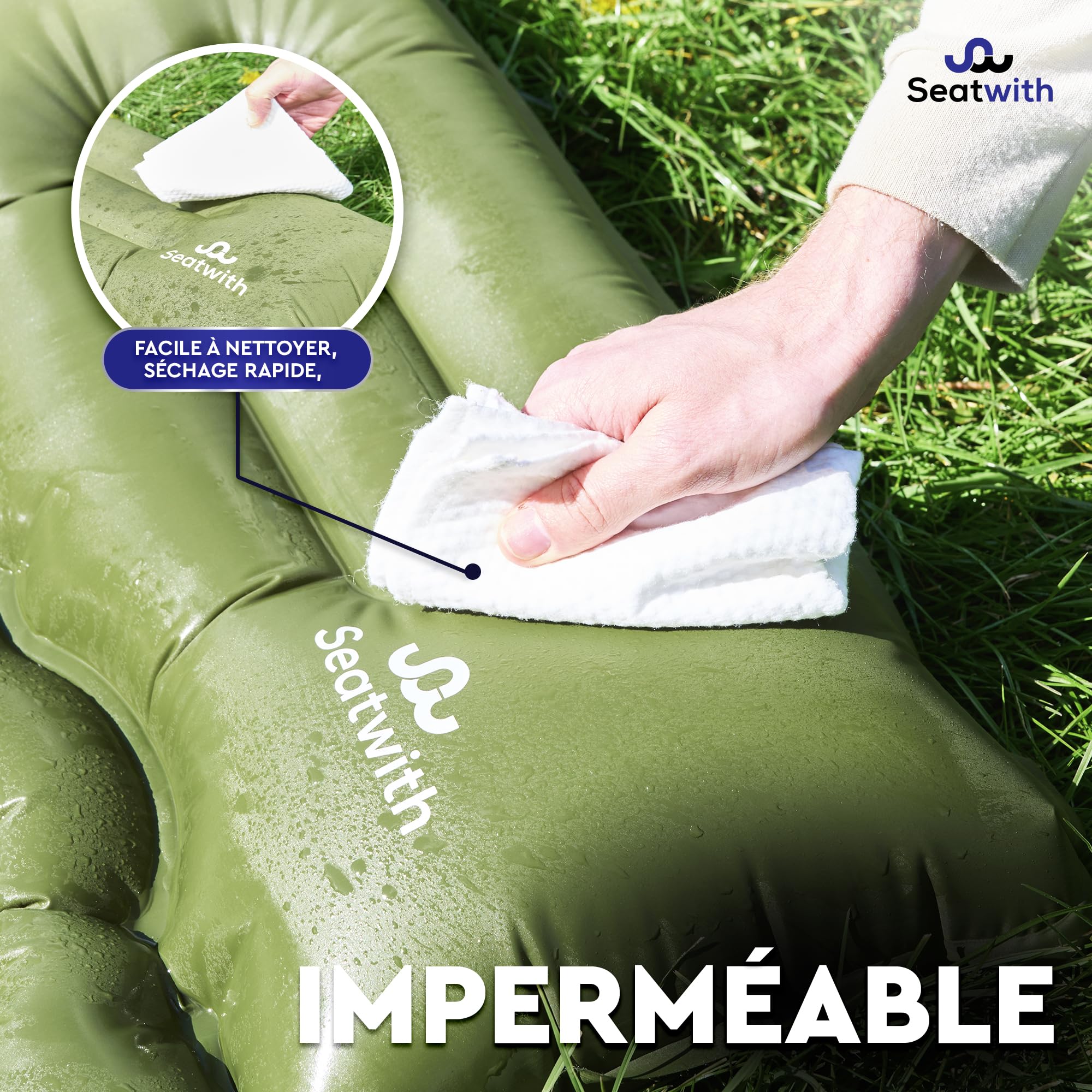 Matelas Camping autogonflant 200 x 70cm avec Oreiller intégré - Matelas Gonflable 1 Place autogonflant avec Pompe à Pied, Ultra léger et étanche