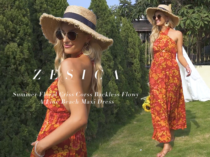 ZESICA Women's 2025 Summer Crossover Halter Neck Sleeveless Plaid