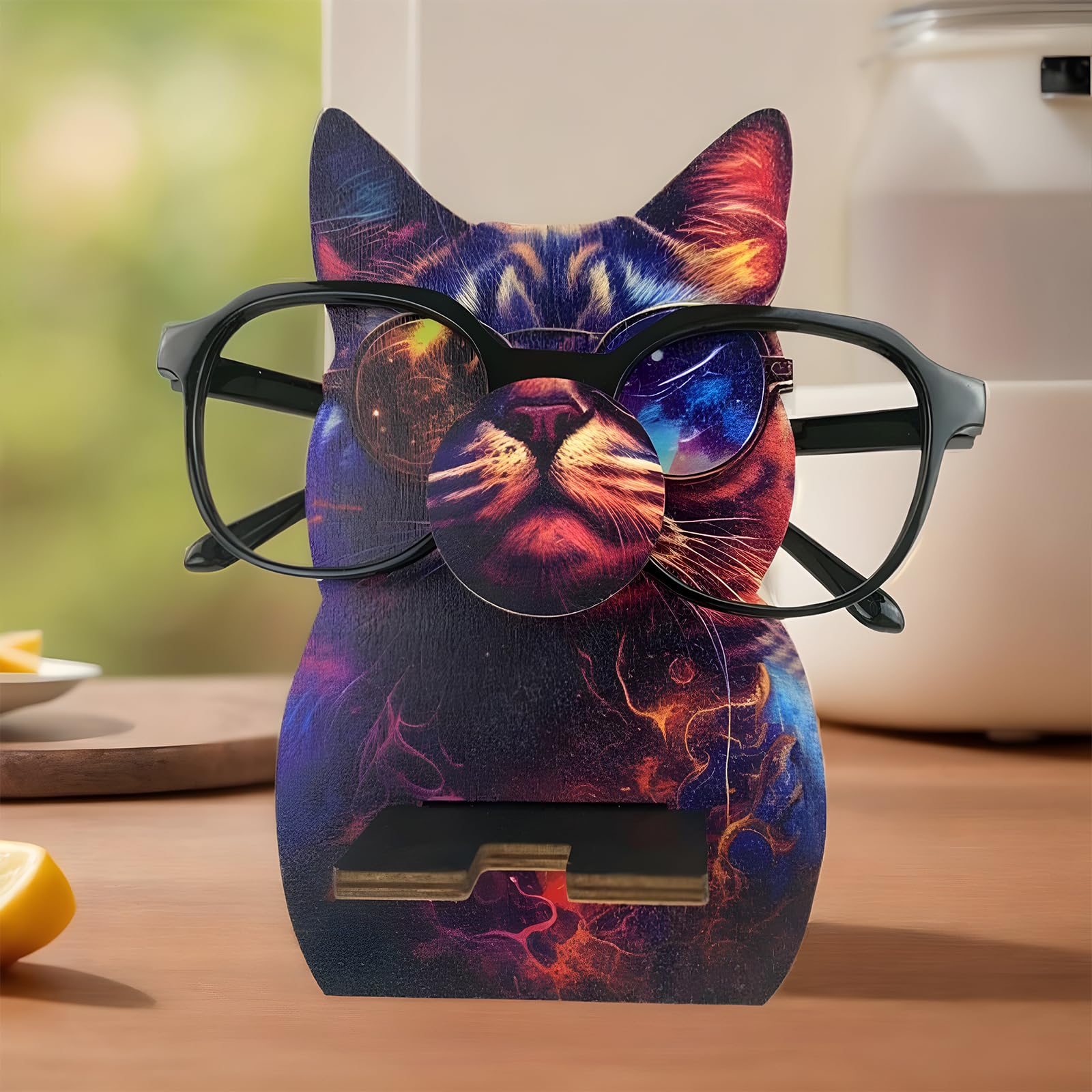Guador Dazzle Porta Occhiali Da Tavolo In Legno Espositore Vetrina Home Office Desk Decor Organizzatore (gattino)