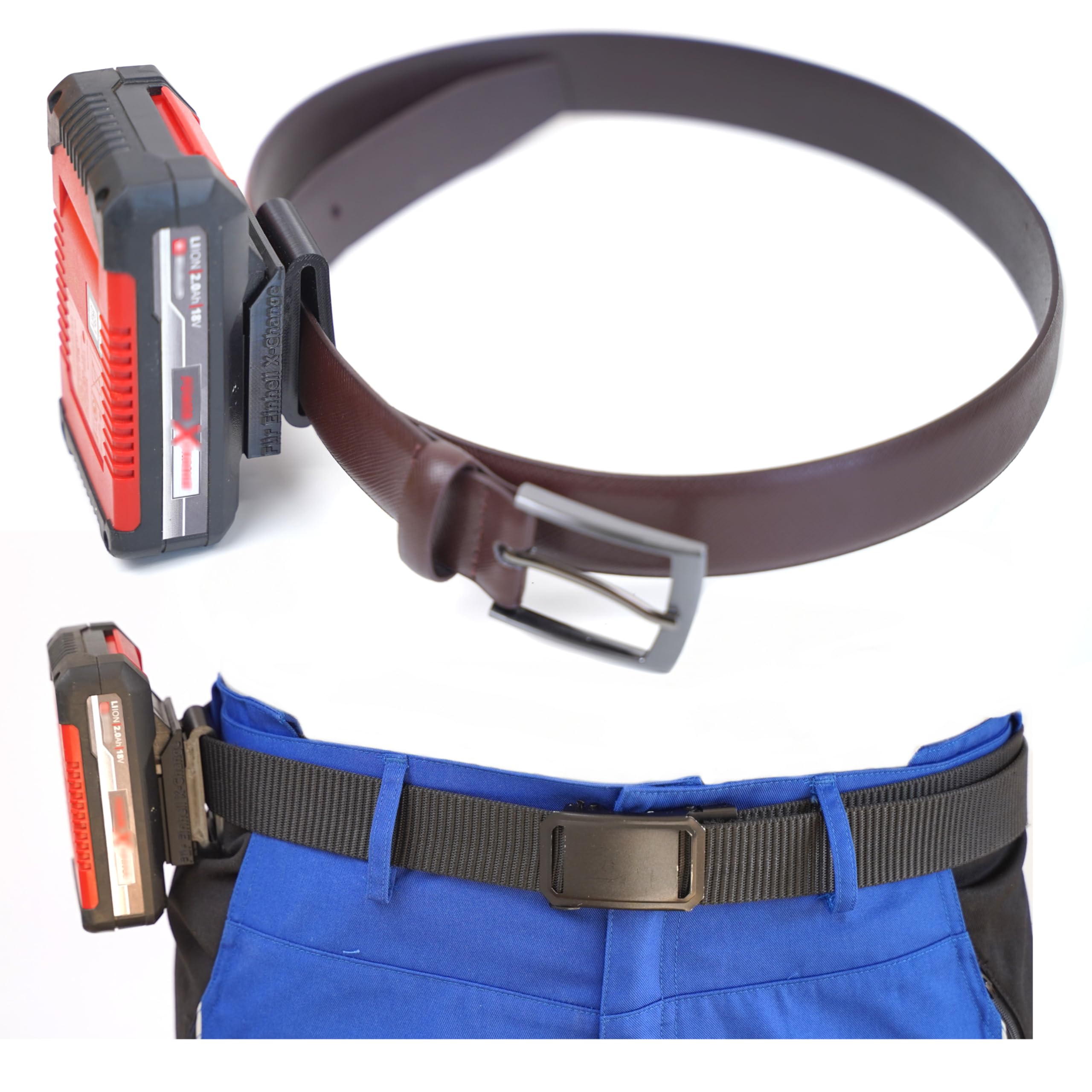 Akku Gürtelhalter kompatibel mit Einhell Power X-Change Akku System – Werkzeuggürtel Clip/Gürtelschlaufe sicheren Halt & schnellen Zugriff (für Einhell Power X-Change)