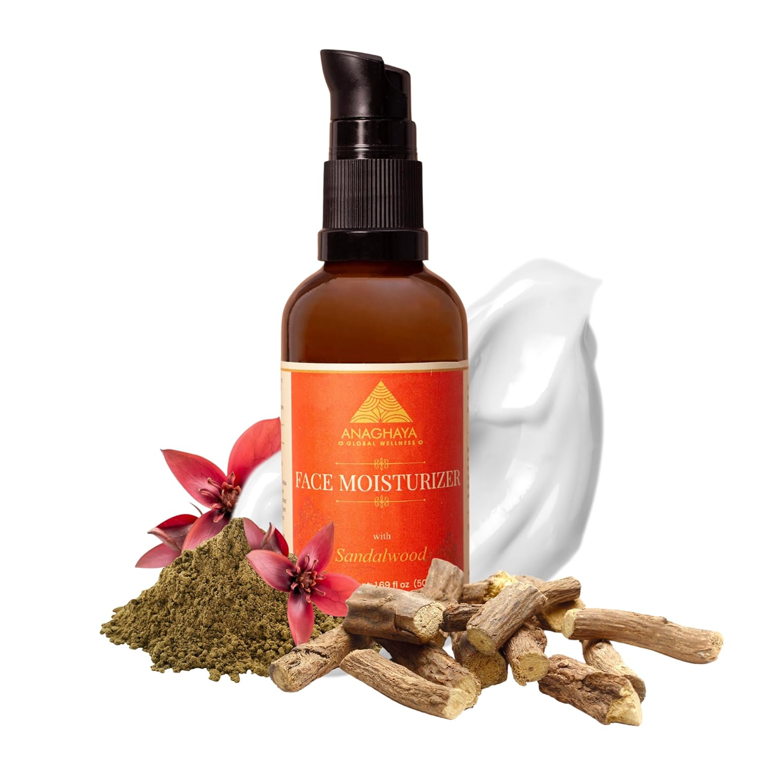 Anaghaya Daily Facial Moisturizer Ayurvedic Face Cream - 1.69 fl oz, Soft & Hydrating Formula Enriched with Clarified Butter & Sandalwood for Radiant Skin,100% Natural Skincare for All Skin Types