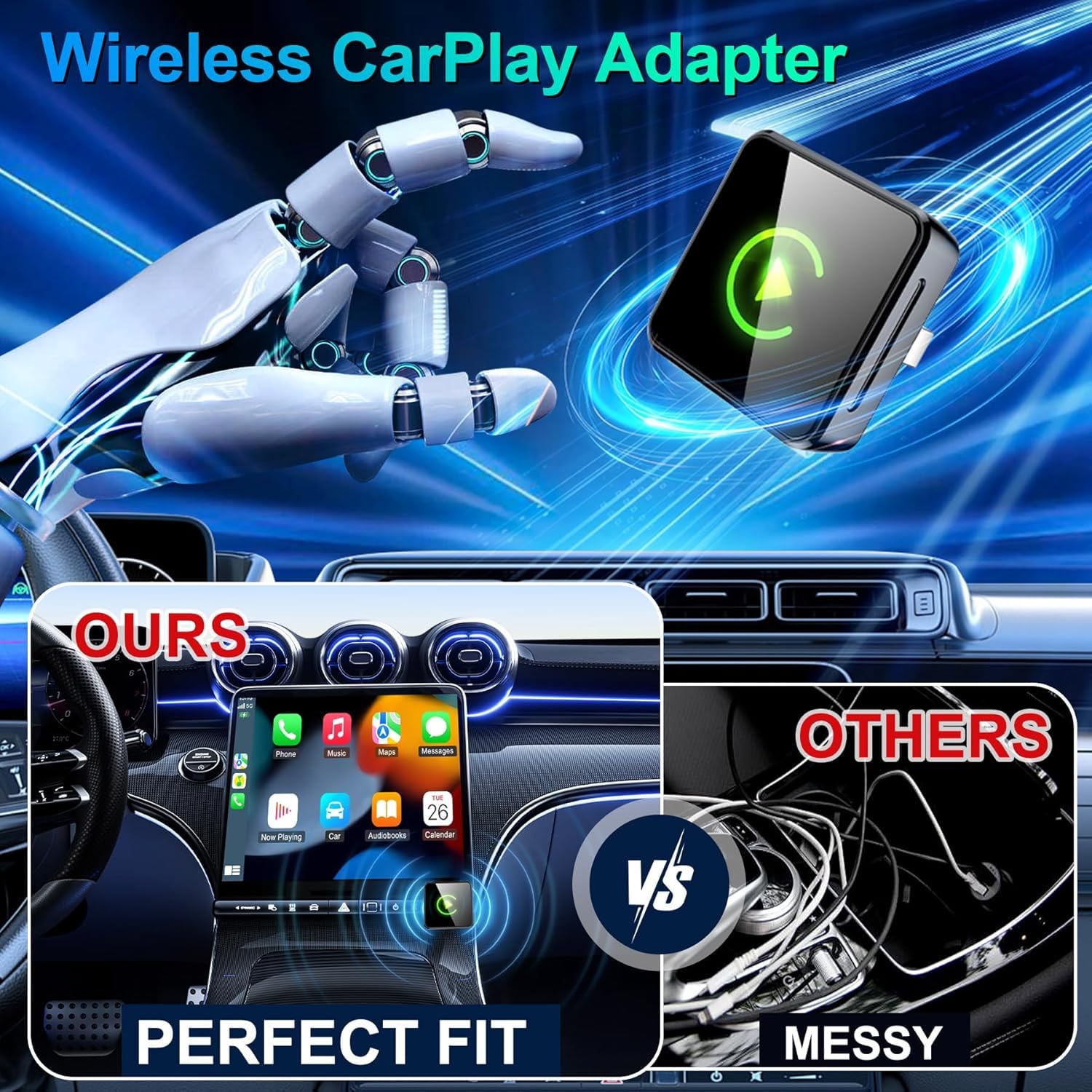 QAT Wireless CarPlay Adapter Upgrade Wired CarPlay to Wireless, Mini USB Design for Cars with Built-in Wired CarPlay Plug and Play Easy Use Fast Stable Connection Car Play for i-Phone — view 7