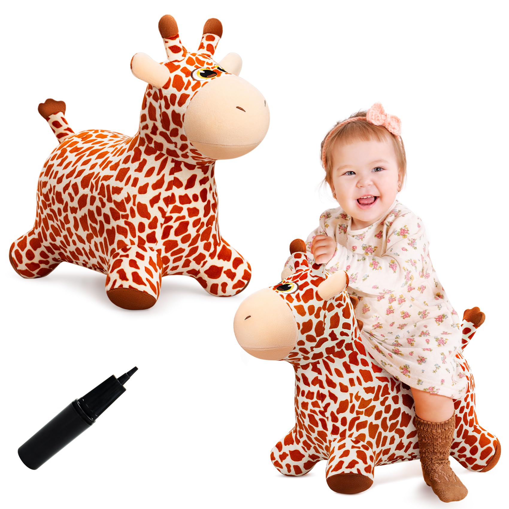 Amazon | VangeBow キリン 弾む馬のおもちゃ 1歳 2歳 3歳の