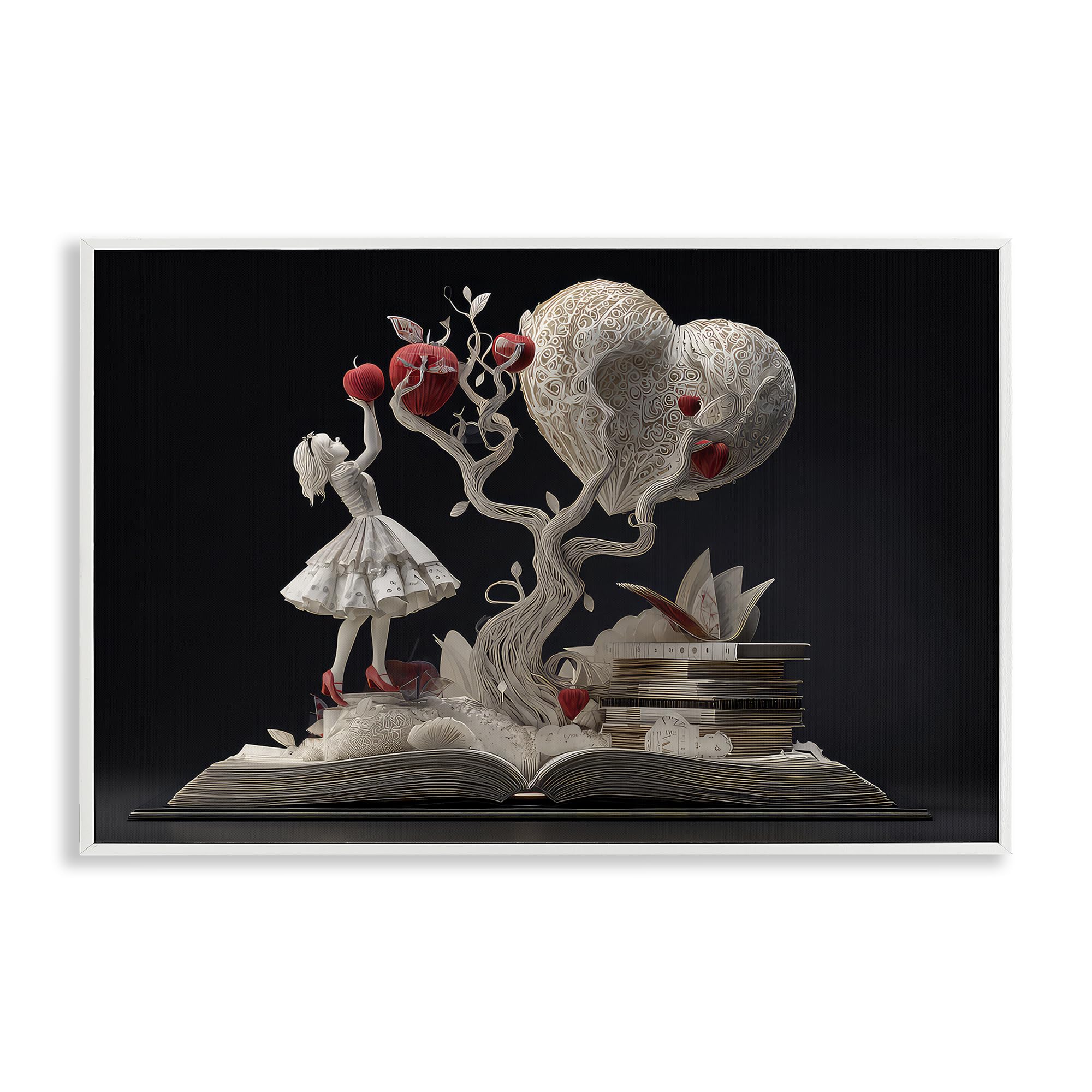 Stupell Industries Coastal White (Textured) 'Paper Sculpture Style Fairytale'| Framed Giclee Art