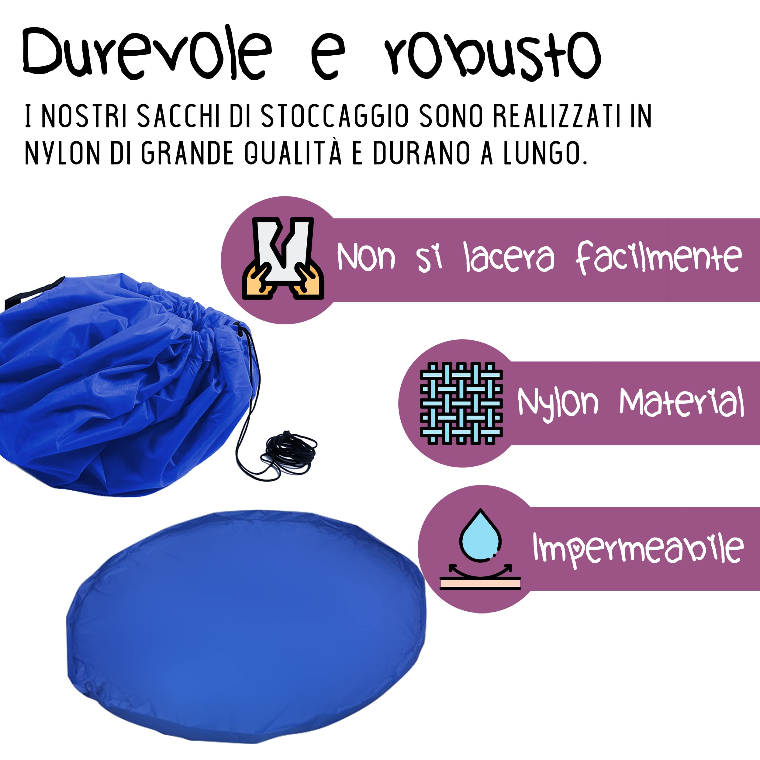 Borsa Gioco Portatile Per Bambini 2-in-1 - Tappetino 150cm E Zaino - Blu