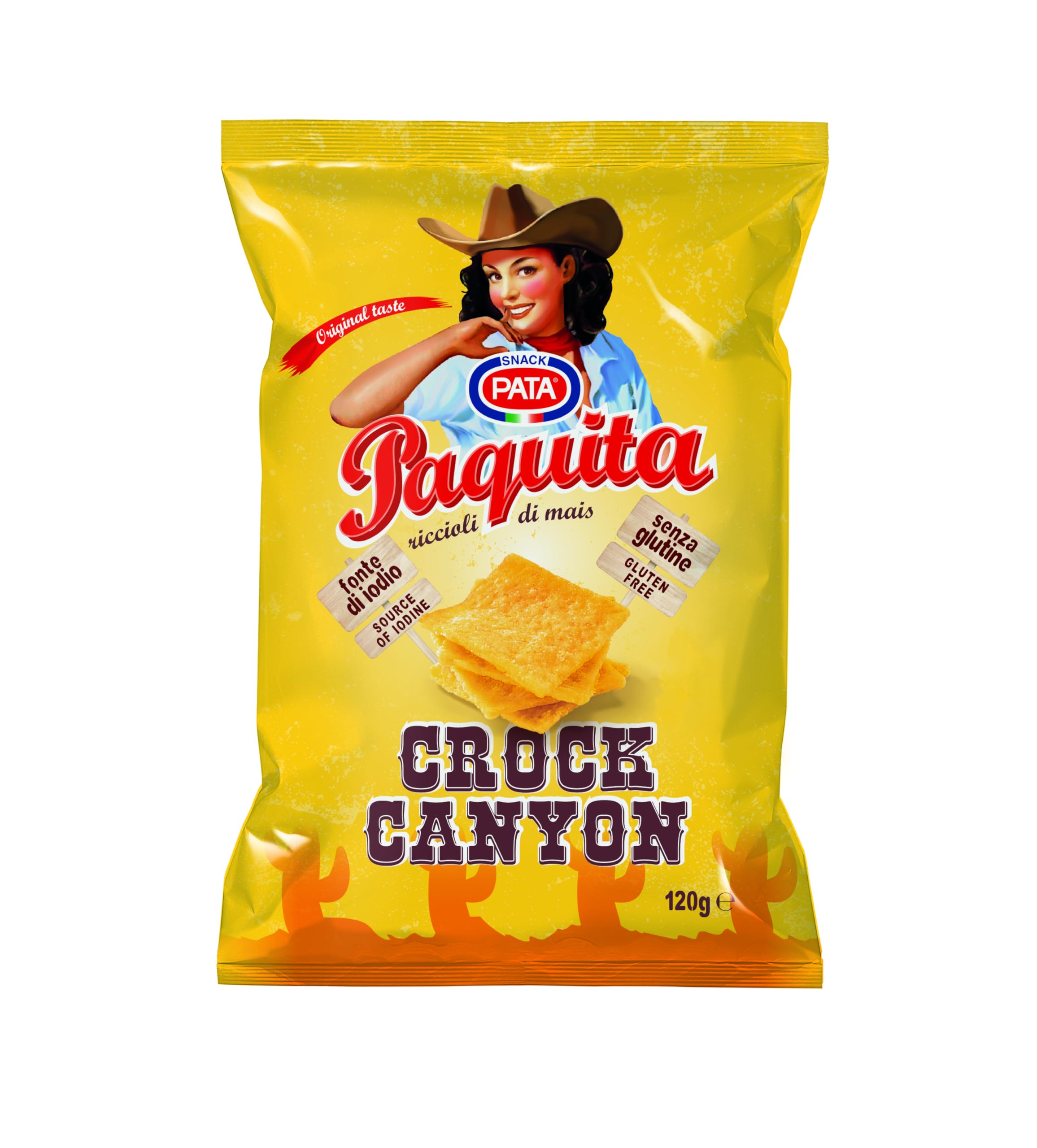 PATA | Paquita Crock Canyon, Riccioli di Mais Senza Glutine, Con Olio di Semi di Girasole, Fonte di Iodio, 15x120g
