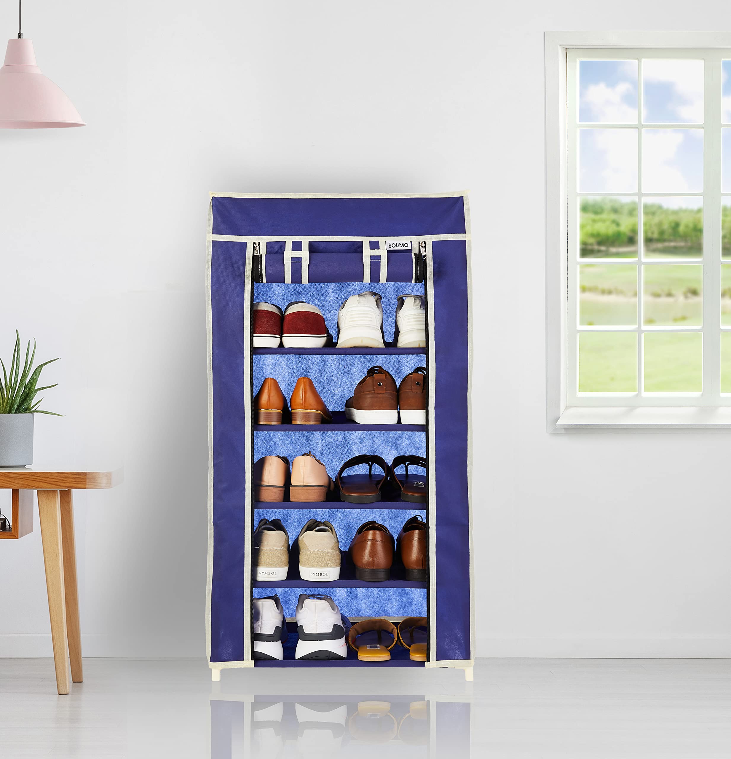 Amazon Brand - Solimo Plastic Foldable Shoe Rack, 6-Layer, Blue, Economy, Alloy Steel, 45. X 45. X 115. Cm (B0BYMSTK94) Amazon Price History, Amazon Price Tracker