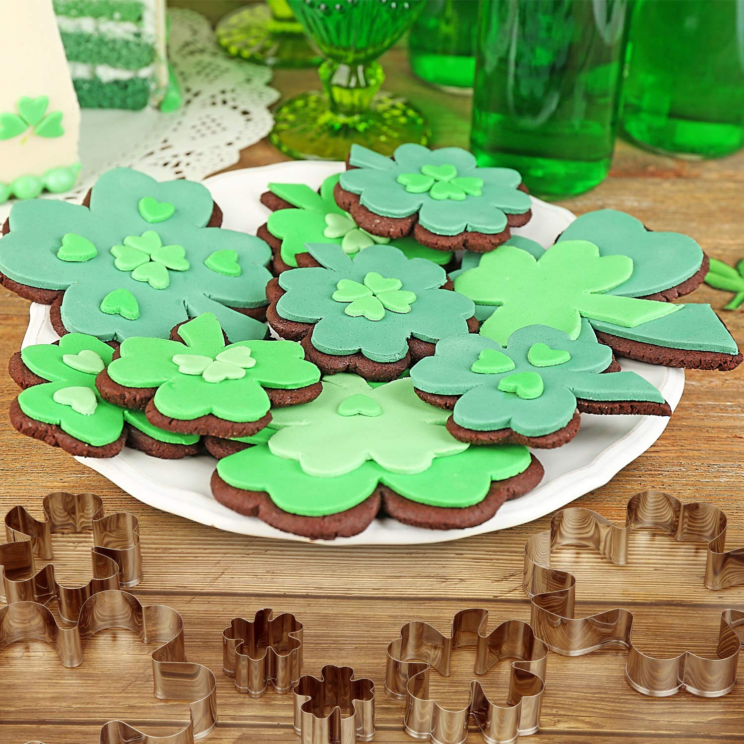 Kleeblatt Ausstechformen Set Edelstahl 4-teilig – St. Patrick's Day Irische Kleeblattformen Zum Backen Für Kekse Und Fondant