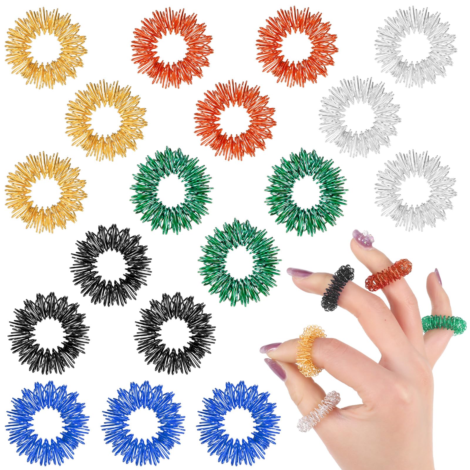 GWAWG 24 Anneaux Sensoriels En Silicone - Fidget Acupression 6 Textures - Autisme, Stress, Enfants