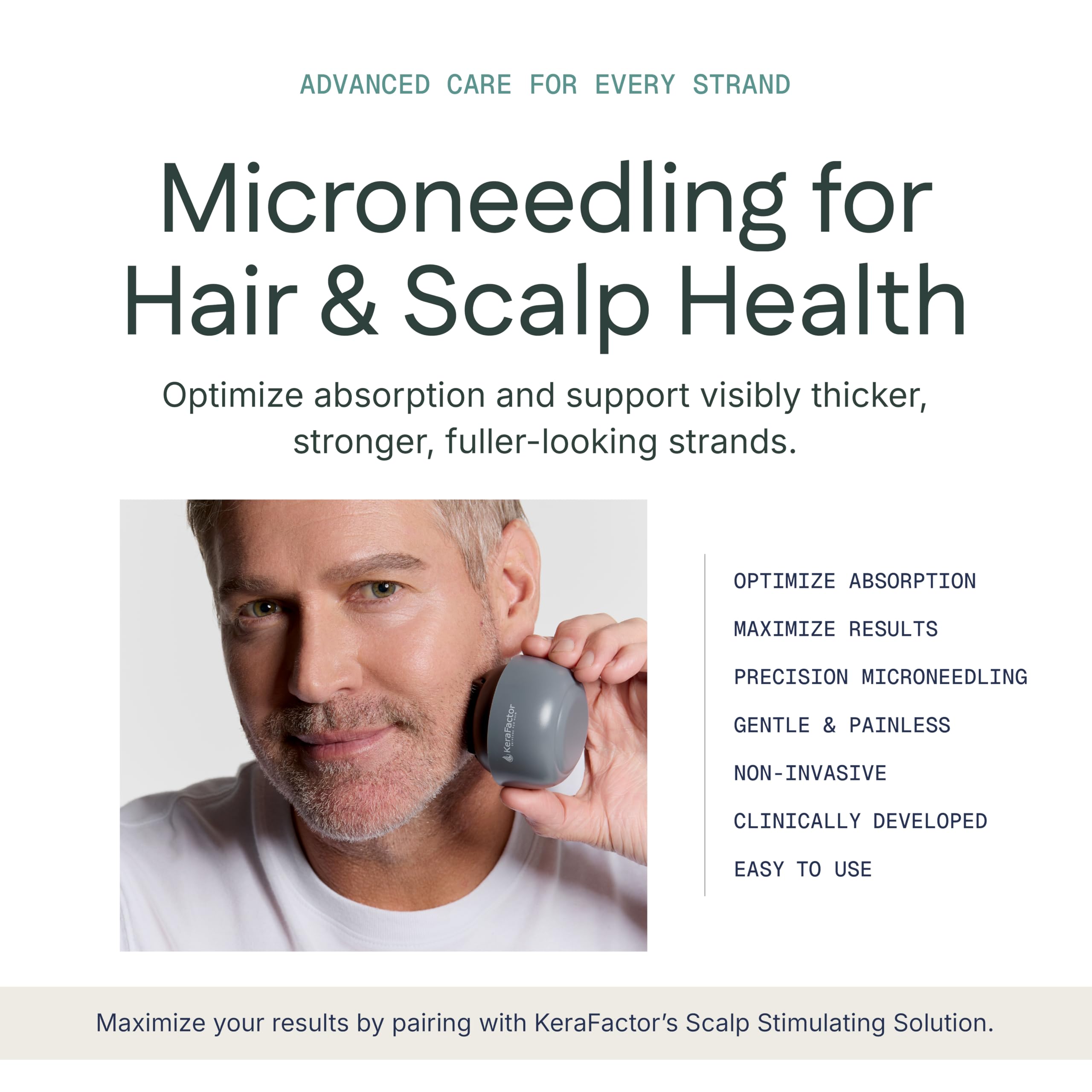 KeraFactor KeraRoller Precision Scalp Microneedling Handheld Device to Support Healthier-Looking Hair, 1,200 Stainless Steel 0.25 mm microneedles for Enhanced Topical Absorption, Safe for All Hair
