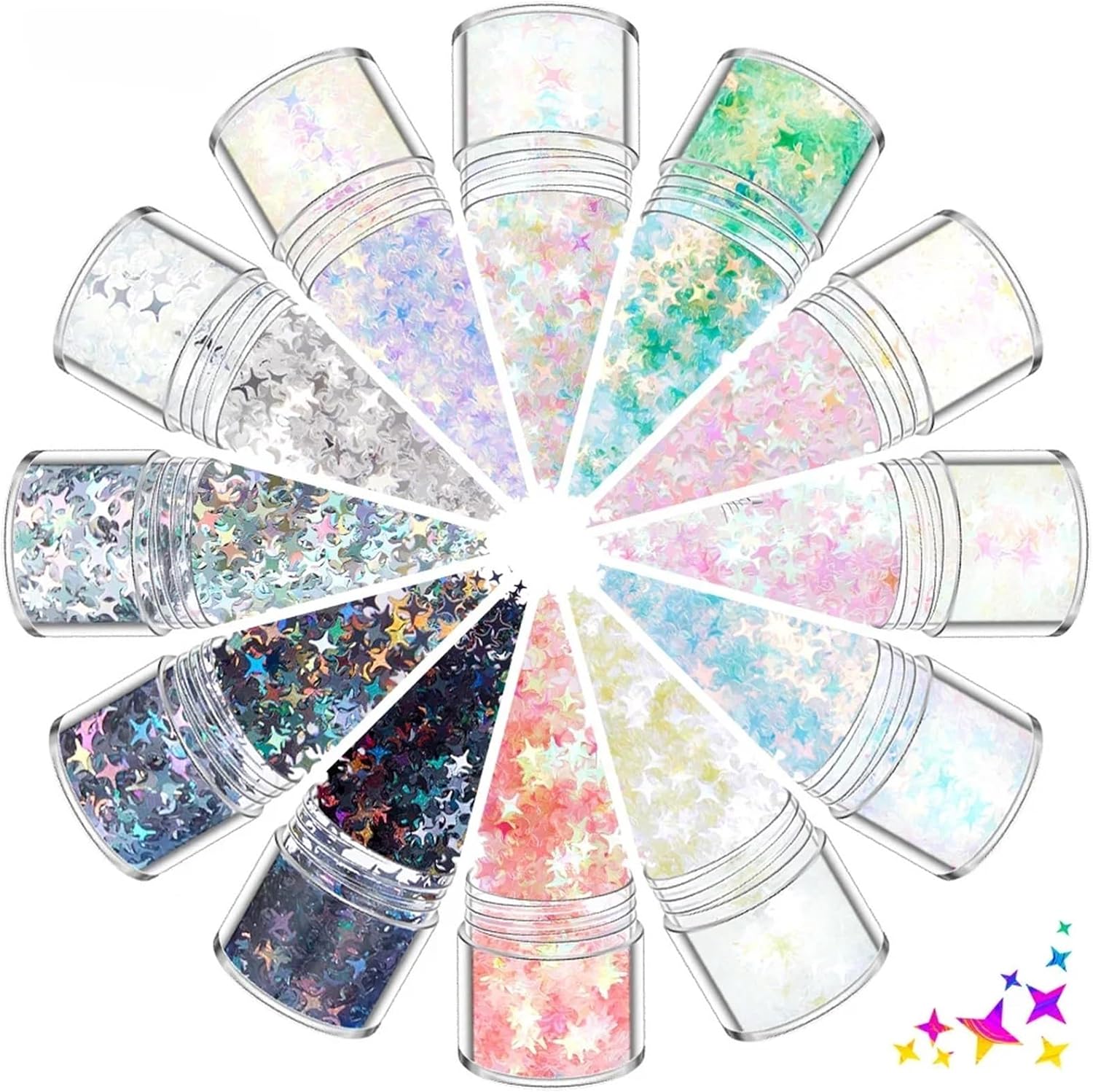 Sequins for Crafts 12Box Multicolor Glitter Sequin Mix Star Heart Butterfly Shapes Craft DIY Nail Art Decoration