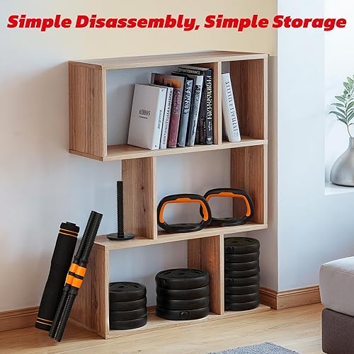 Miniatura 7 de Juego de mancuernas ajustables, juego de pesas de 66 libras, juego de mancuernas 4 en 1 con conector para barra, pesas rusas, soporte de flexión,