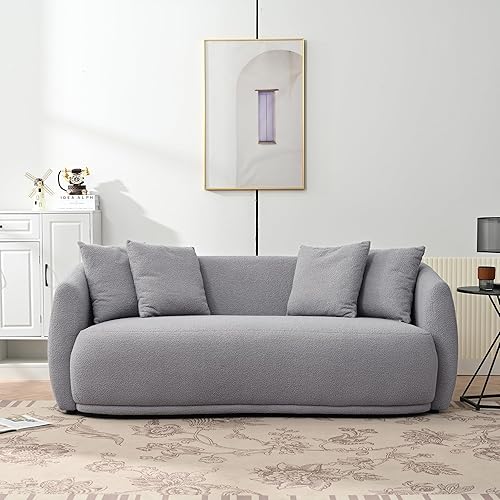 Merax, Sofá moderno con brazos para sala de estar y dormitorio, con 4 almohadas, gris