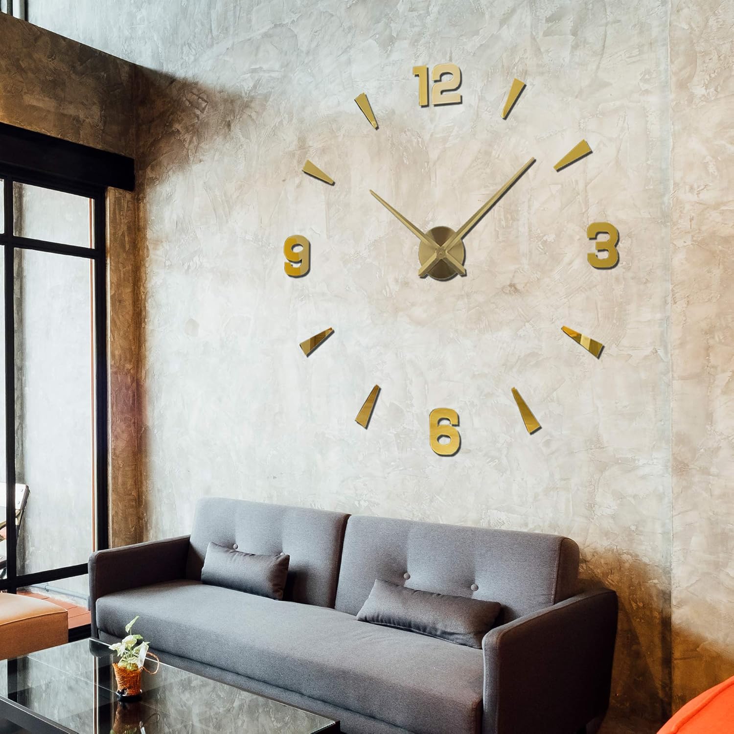 DIY Wall Clock - Frameless 3D-Style Analog Timekeeper for Home, Living Room, Bedroom, Office - Battery-Powered Modern House Decoration - Silent Clock Decor with Number Sticker Decals