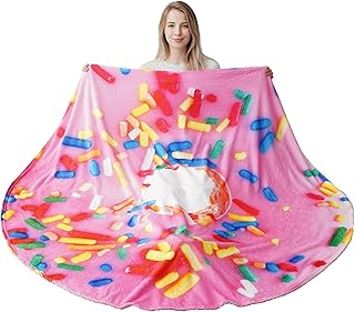 BATTILO HOME 71 Inch Pink Donut Blanket for Adult and Kids | Cool Gifts for Women Mom Teens, Funny Food Blanket Gifts for Everyone