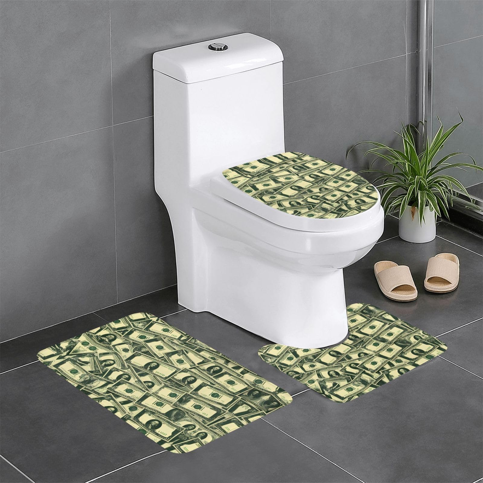 Tapis de salle de bain antidérapants lot de 3 avec motifs dollars