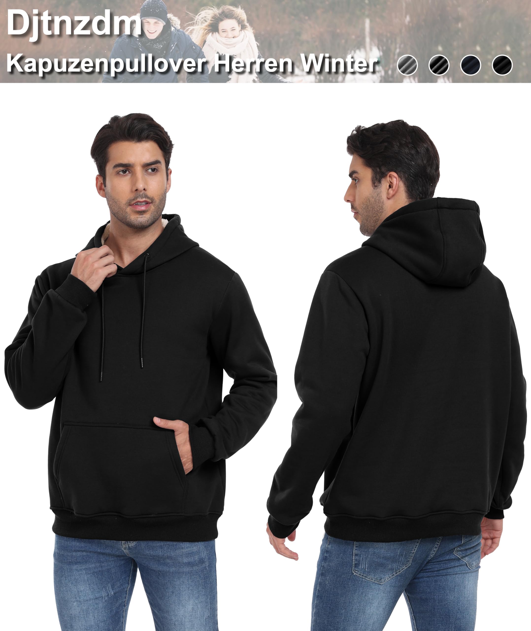 Djtnzdm Felpa Uomo Cappuccio Invernale Felpe Termica Sportiva Uomo Casual Hoodie Leisure Foderato Felpa Calda Uomo Manica Lunga Pullover Giacca in Pile Uomo Sweatshirt