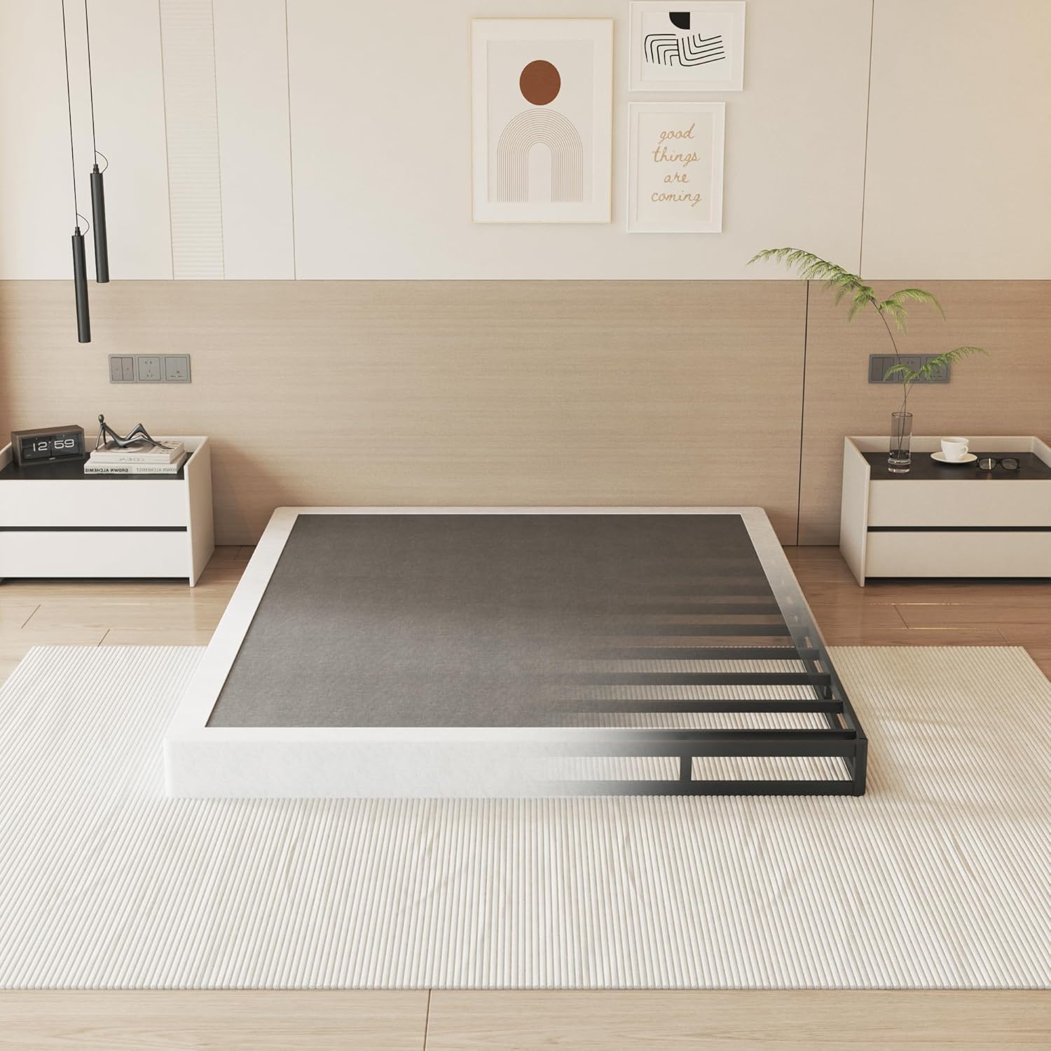 NHODIR Box Spring for Full Bed, 5 inch Full Size Box Spring Only, Strong Metal Frame Mattress Foundation, No Noise, Easy Assembly