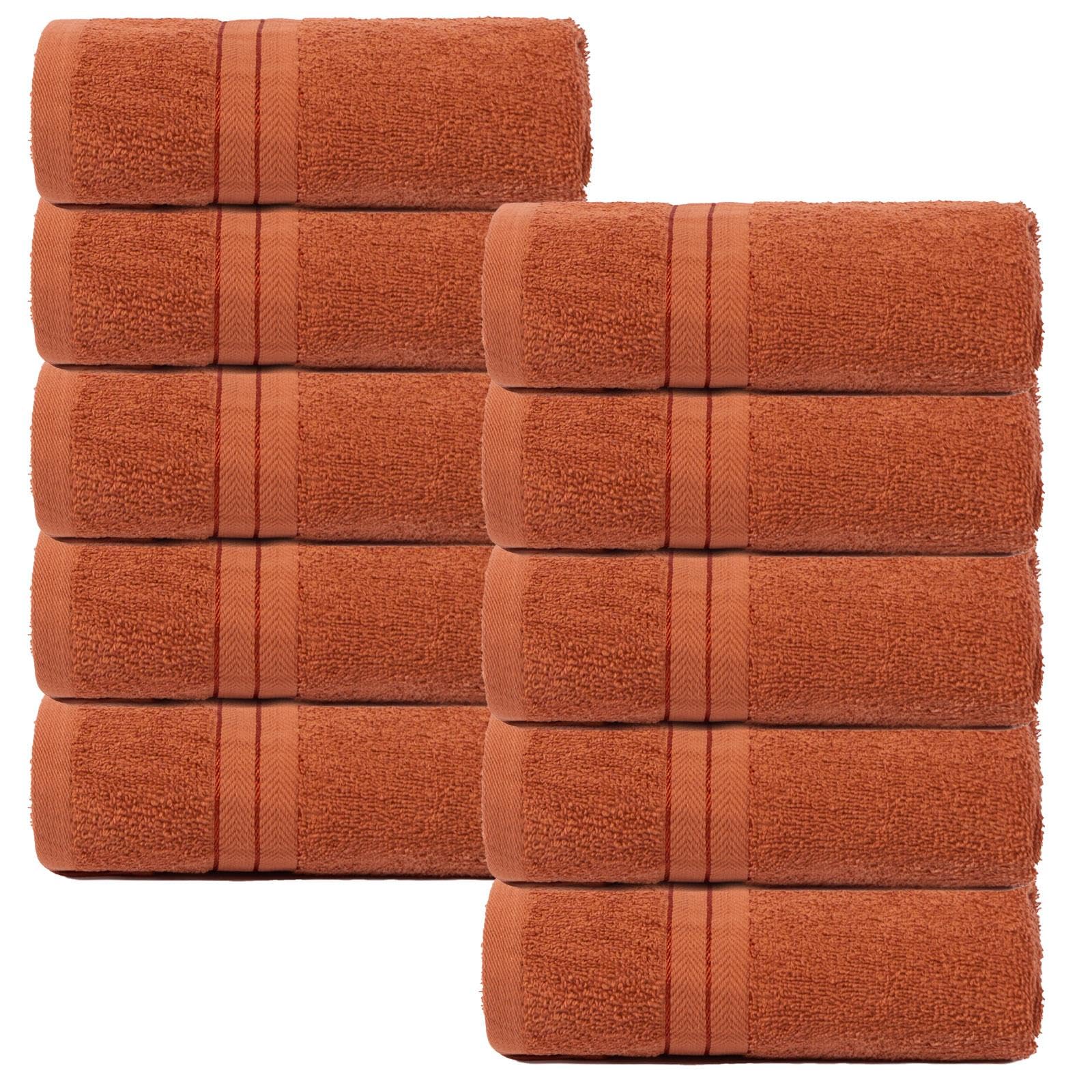 Brentfords Burnt Orange Bathroom Hand Towels Super Soft 100% Cotton Hand Towels Kitchen Bathroom Essentials Highly Absorbent Small Towels For Hands Face, 10 Piece