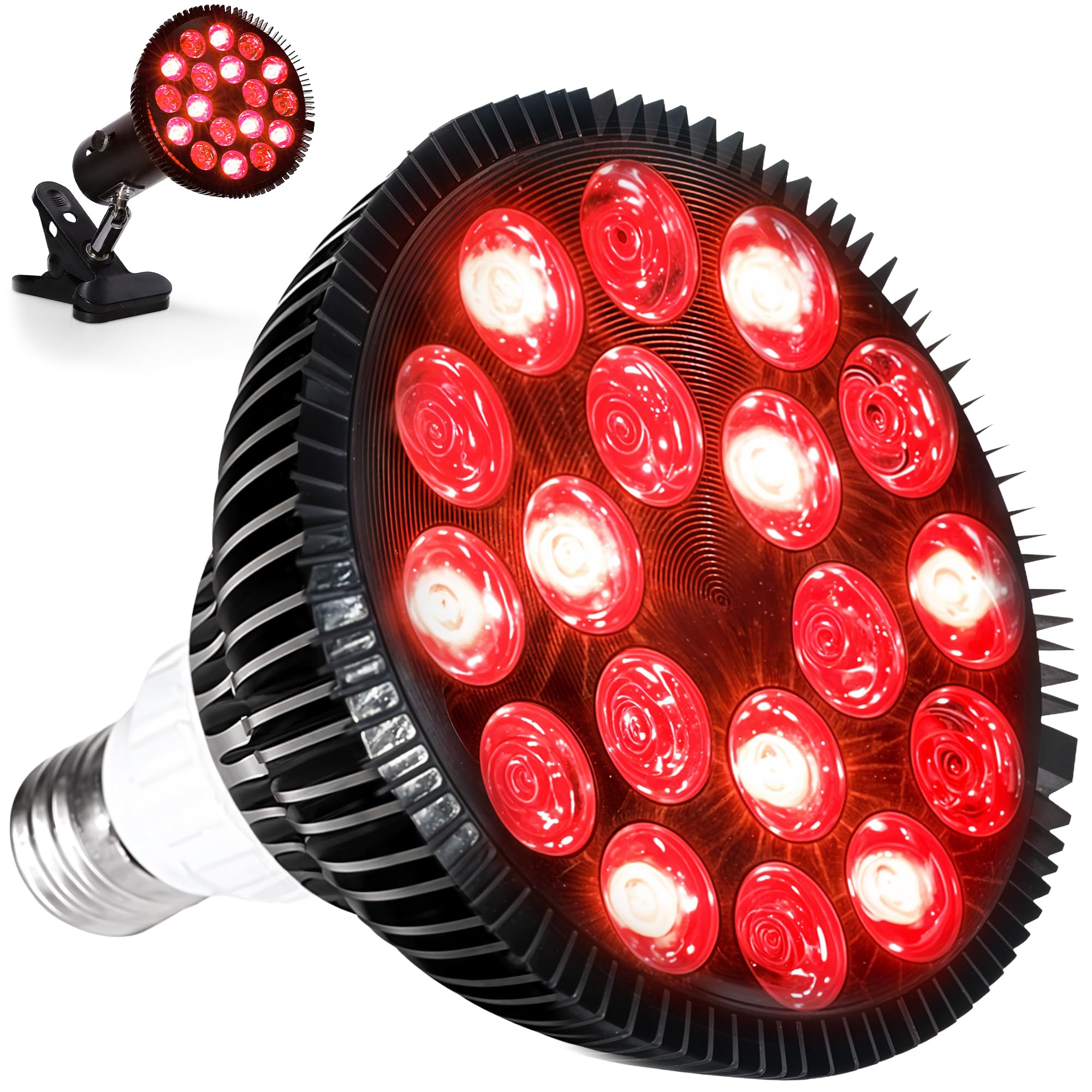 LifePro Red Light Therapy Lamp - Infraglow Infrared Red Light Therapy Bulb with 18 LEDs & Clip-On Lamp - at Home Infrared Bulb for Daily Wellness and Relaxation