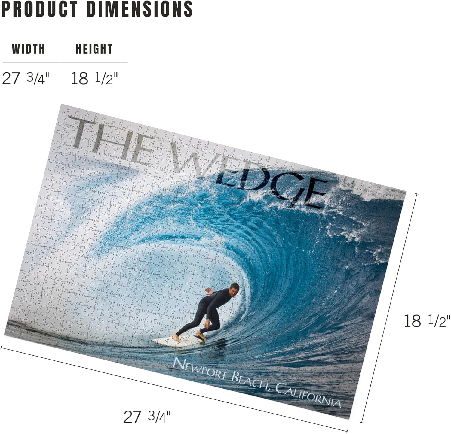Newport Beach, California, Surfer in Perfect Wave (1000 Piece Puzzle, Challenging Jigsaw Puzzle for Adults, Made in USA)