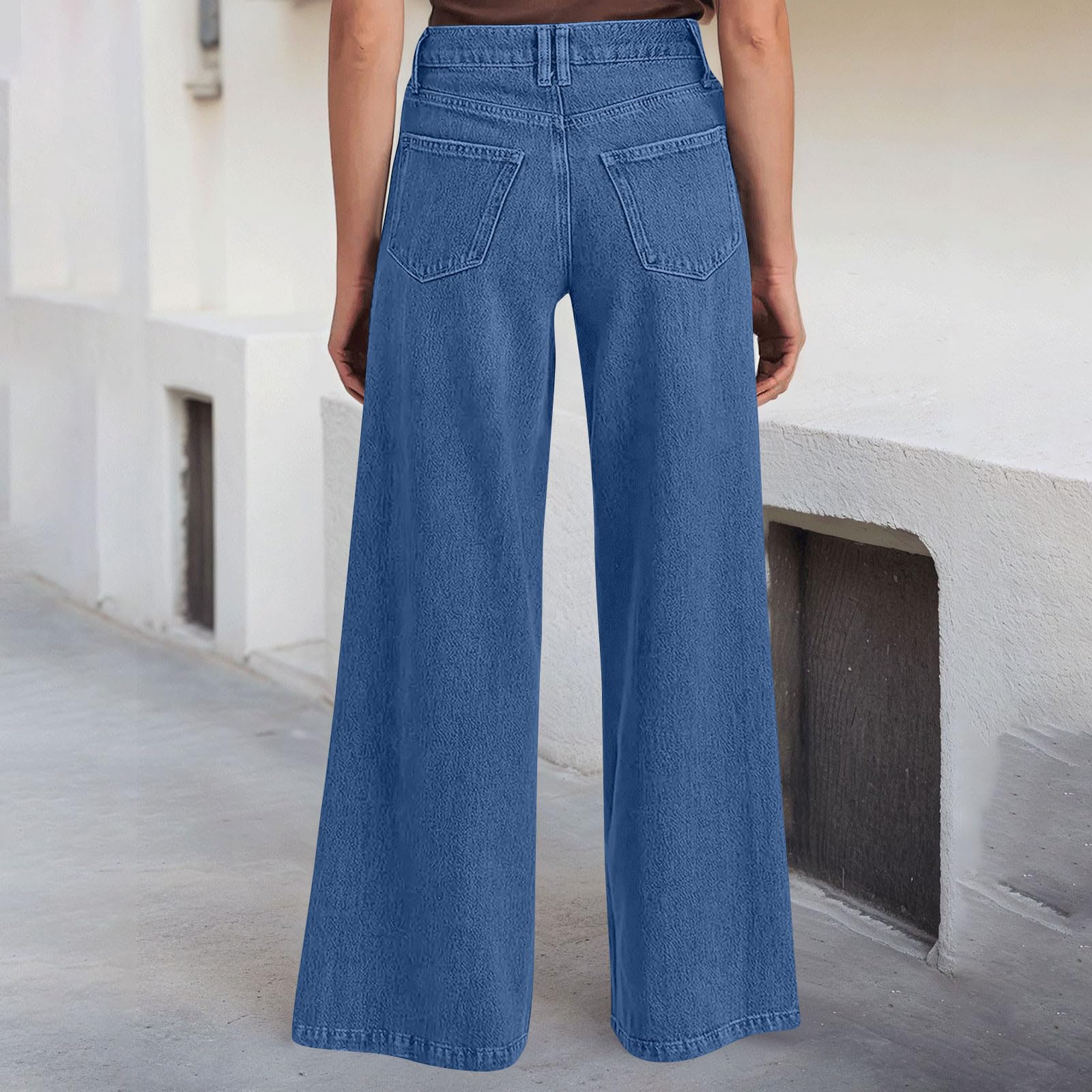 Vaqueros Mujer Rectos,Tiro Alto Pantalones Vaqueros Piernas Anchas Cómodos con Cintura Alta Pantalon Denim Holgado con Bolsillos para Uso Diario y Ocio Classico Comodos Wide Leg Jeans
