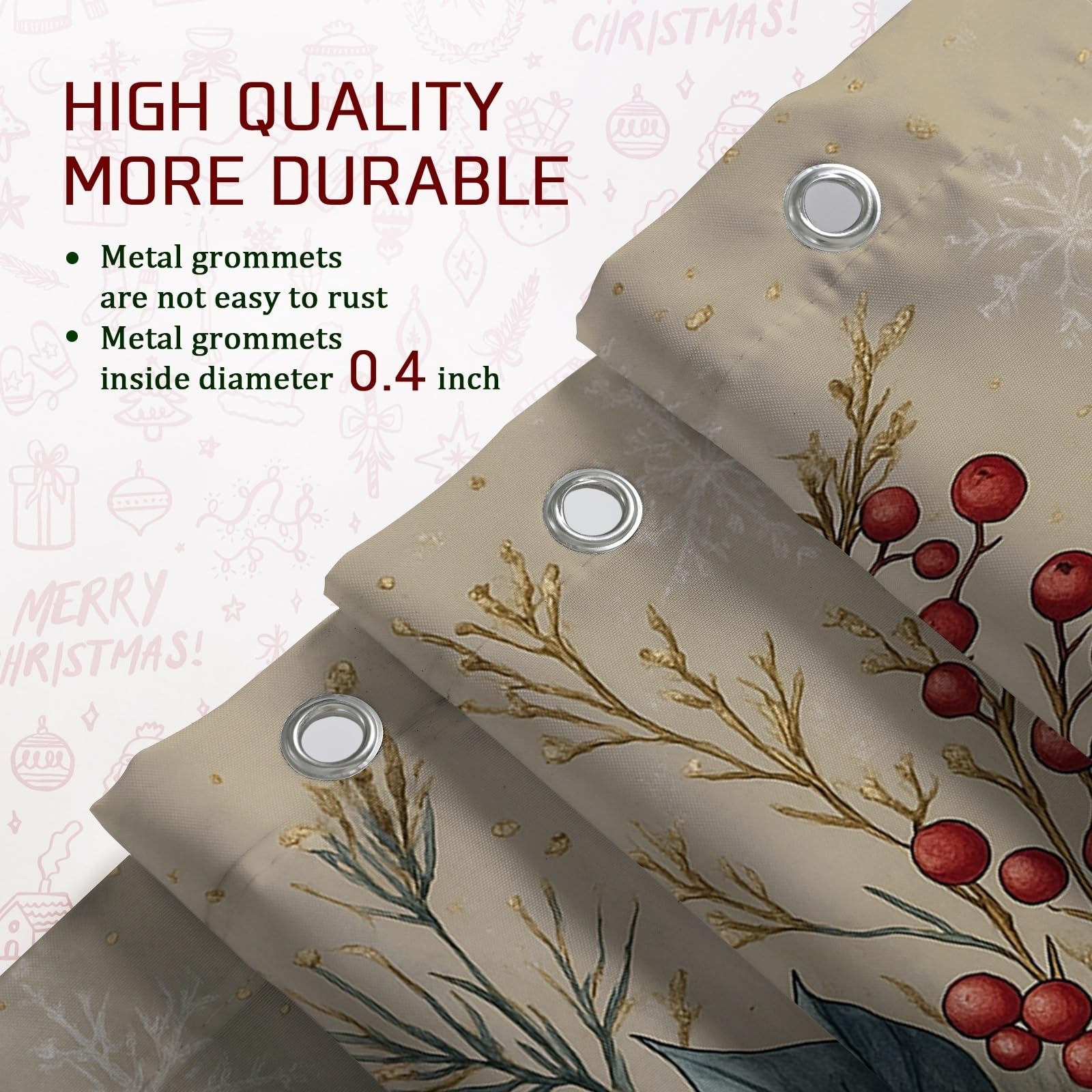 Set di 4 tende da doccia con motivo floreale, tappeto da bagno con motivo floreale rosso e crema, accessori per la decorazione del bagno, tenda da doccia moderna in tessuto impermeabile verde