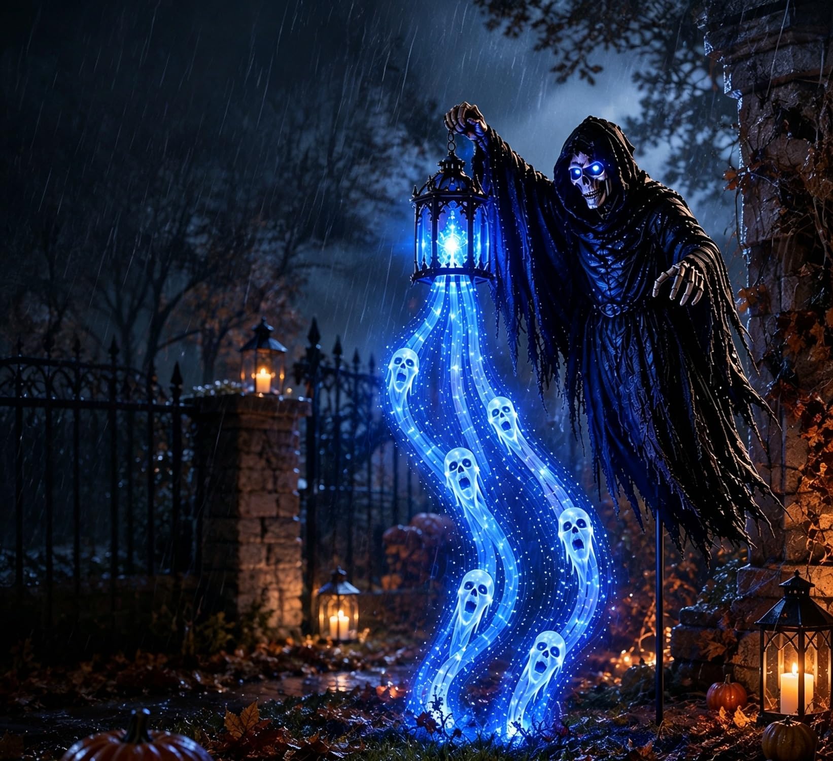 Outdoor Halloween Soul Harvester Light,Solar Grim Reaper Ground Stake Decor