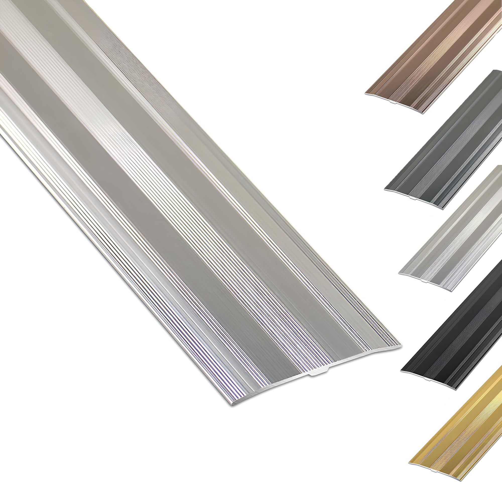 6cm Extra Wide Aluminum Carpet Cover Strip Door Bar Trim - 90cm/105cm/150cm Premium Doorway Threshold Transition For Floor Gaps(Silver,145cm/57.1in)