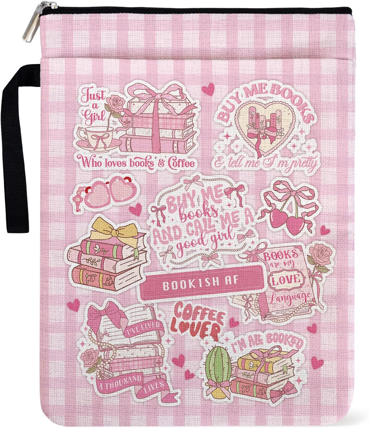 Buy Me Books Y2K Book Cover 9 x 12 Inch Gifts for Women Book Lovers, Pink Book Sleeve for Librarian Lovers Bookish Group Club, Book Sleeves Pouch with Pocket Handle for Paperbacks