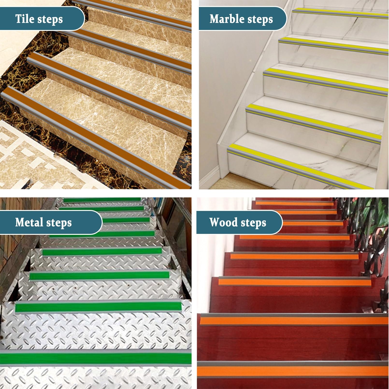 Perfil de PVC Autoadhesivo de Borde Para Escaleras, Profil de Bord D'escalier, Buena Flexibilidad, Autoadhesivo, Para Peldaños de Interior Y Exterior, Tiras Antideslizantes Para Peldaños(Grayish green