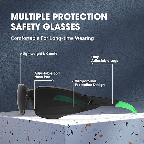 Miniatura 2 de TOREGE Gafas de seguridad resistentes a los arañazos con lente transparente antivaho y marcos ajustables, protección ocular para hombres y mujeres
