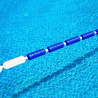 Pasamanos para piscina, cuerda de seguridad para piscina, línea de flotación, divisor de carriles, kit de boya azul y blanca para piscinas, aguas profundas y playas poco profundas, 10/20 pie