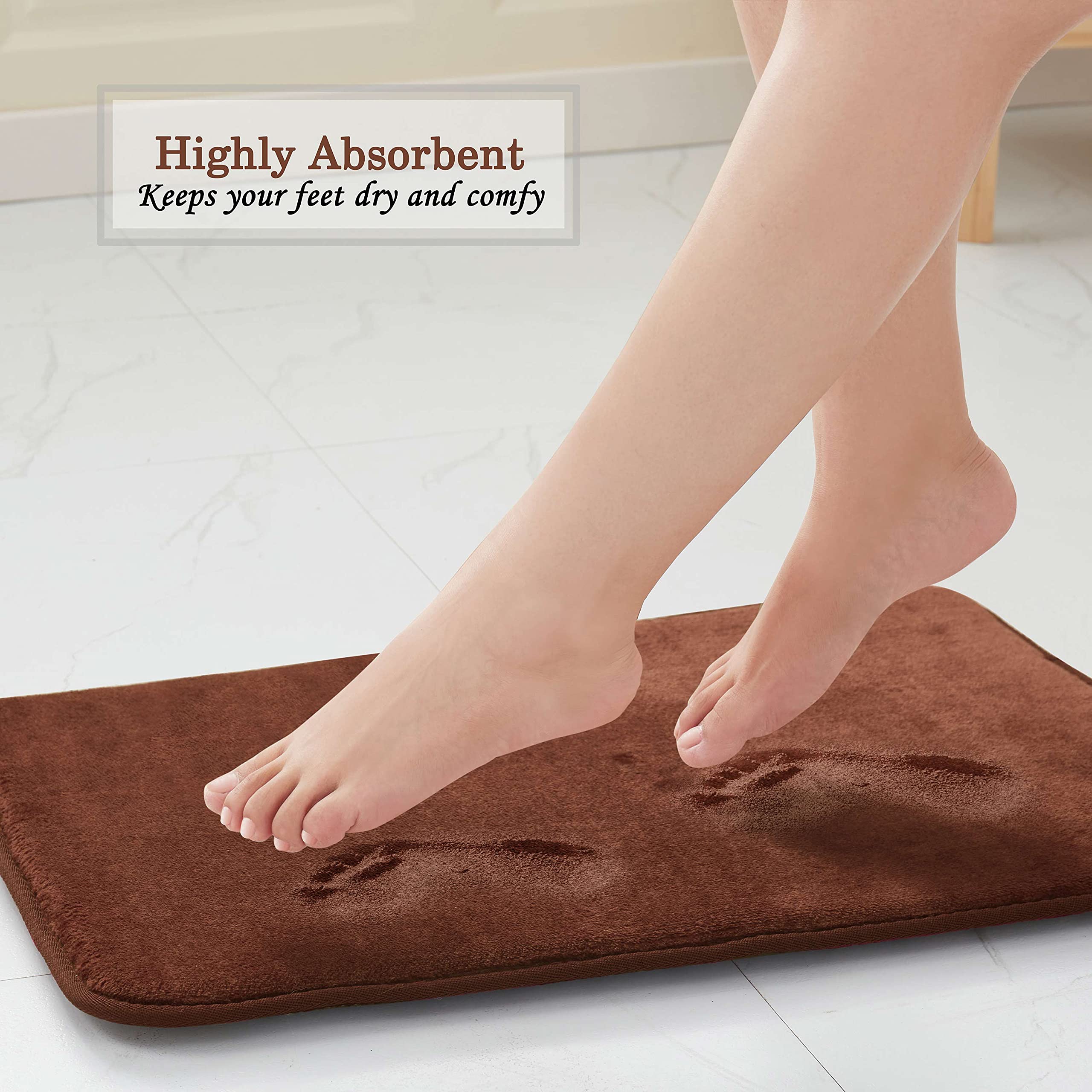 Sweet Home Collection Alfombra de baño de Espuma viscoelástica Antideslizante para baño o Ducha, Antideslizante, Extra Absorbente, Suave, Antideslizante, 50,8 x 60,9 cm, Color marrón
