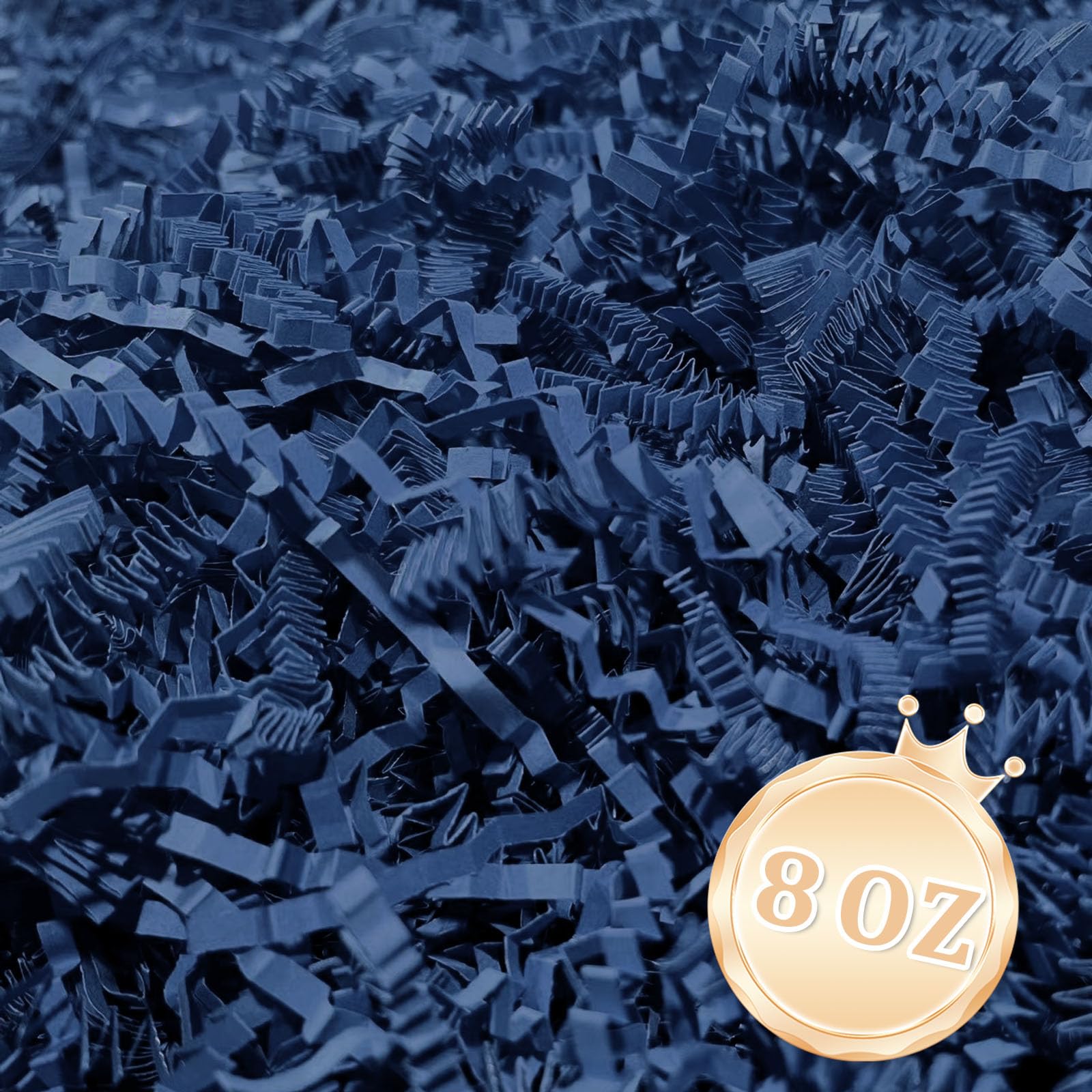 Zankubom 1/2LB Navy Blue Crinkle Cut Paper Shred Filler Great for Gift Wrapping, Deep Royal Blue Basket Fillers, Birthday, Gift Wrapping, Halloween Thanksgiving Christmas Party Decor Filling Supplies