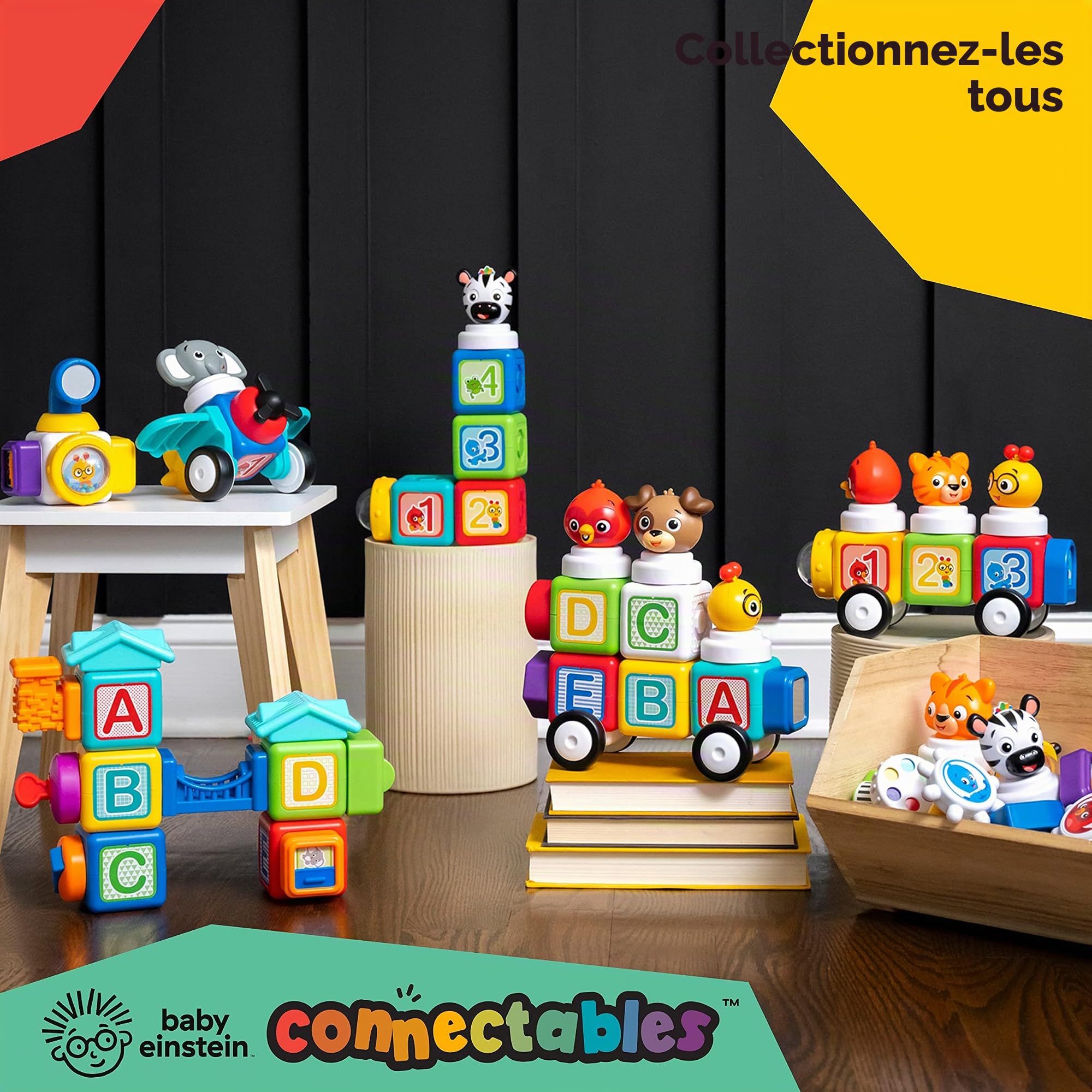 Baby Einstein Cubes magnétiques Connectables Connect & Create de 24 pièces, Enfants de 6 Mois et Plus