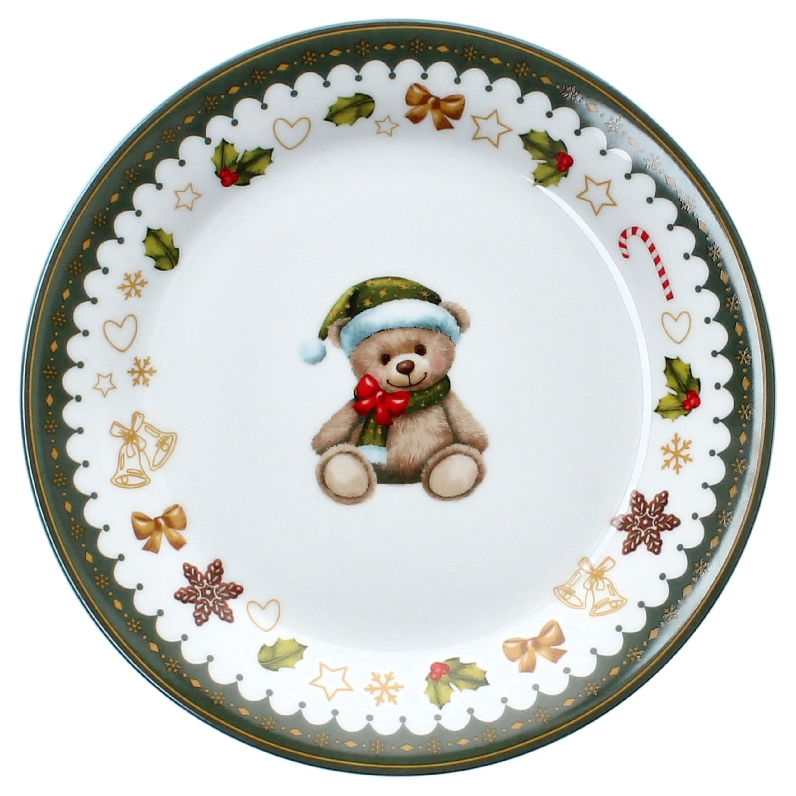MamboCat Friend 18-tlg. Kaffeeservice für 6 Personen | Weihnachtliches Frühstücks-Set aus Porzellan mit Teddybär, Lebkuchenhaus & Co. | Tassen, Untertassen & Kuchenteller | für Weihnachten