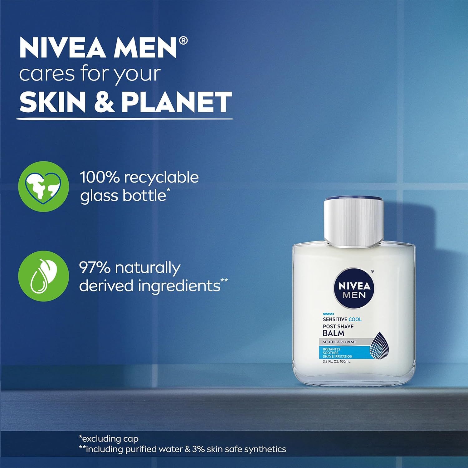 NIVEA MEN Sensitive Cool Post Shave Balm, Enriched with Chamomile and Seaweed Extracts, Alcohol Free After Shave Balm for Men, 3.3 Fl Oz Bottle, Pack of 3 - Image 10
