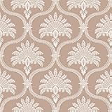Livelynine Elegant Wallpaper Peel and Stick Taupe Damask Wallpaper for Bedroom Victorian Damask Floral Prepasted Wall Paper Removable Neutral Traditional Elegant Contact Paper for Cabinets 17.5x78.8