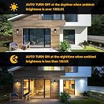2 Pack Dusk to Dawn Outdoor Wall Light, Exterior Wall Sconce Sensor Light Fixtures, Black Waterproof Wall Mount Lighting with Glass Shade, Aluminum Anti-Rust Porch Lights, Bulbs Included
