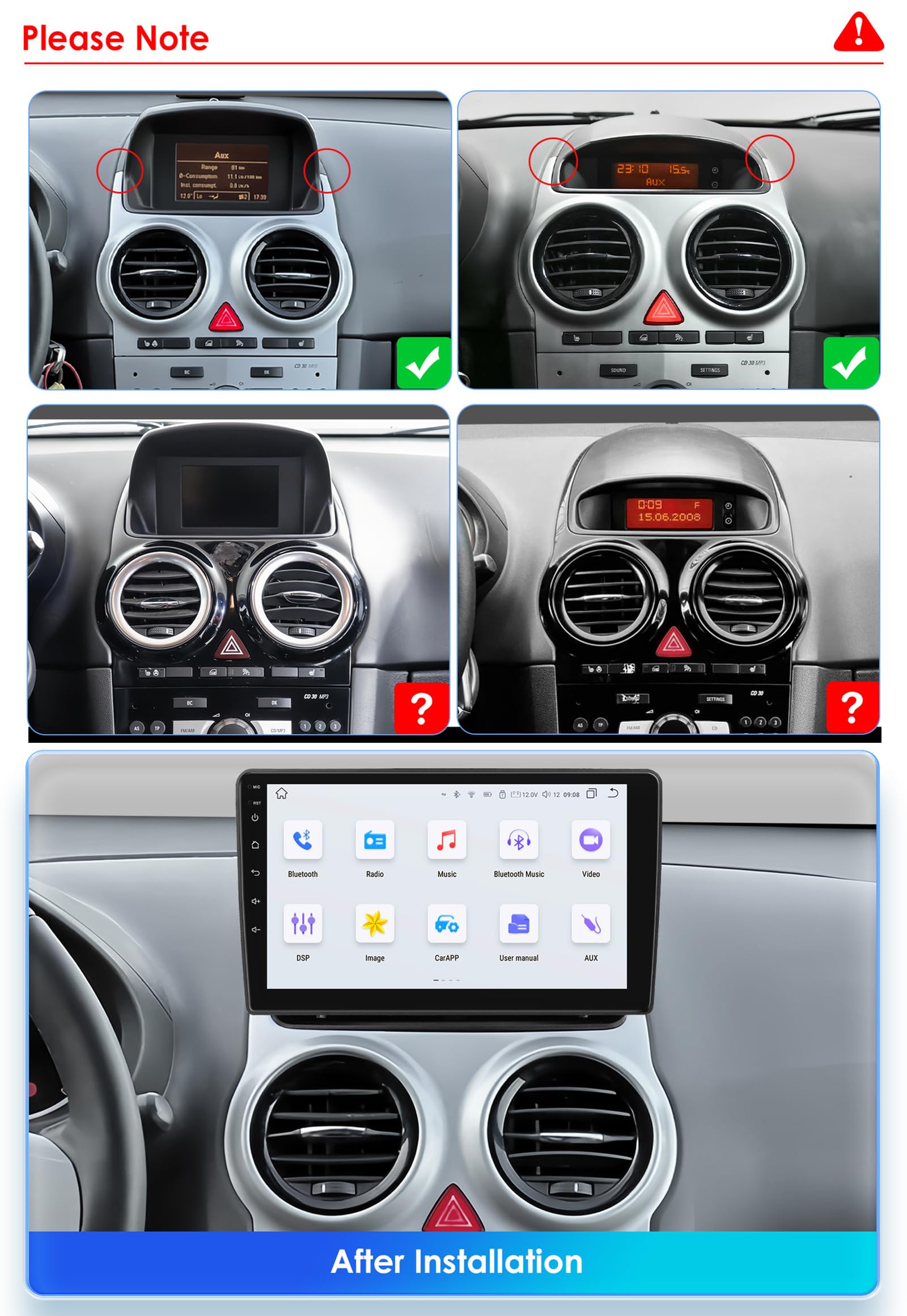 ,M200s,Android 15 Radio 2 Din Stereo z 4G WiFi Carplay Android Auto dla Corsa D 2007-2012 Upgrade Touch Screen GPS Navi 9'' MP5 Multimedia Odtwarzacz wideo FM BT Odbiornik