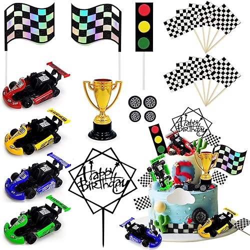 Vista 7 de Racing Car Cake Decoration Racing Car Cake Topper Racing Car Birthday Cake Decorations Racing Car Party Favors for Kids Racing Car Theme Birthday