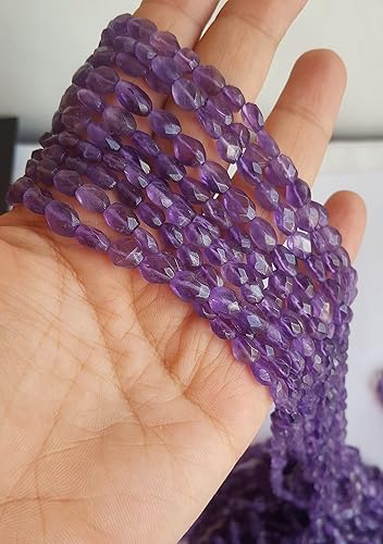 Miniatura 5 de 2 hebras de ~~~0.197-0.236 in ~ Cuentas ovaladas facetadas de amatista natural semipreciosa para la fabricación de joyas, 13 pulgadas de largo ~