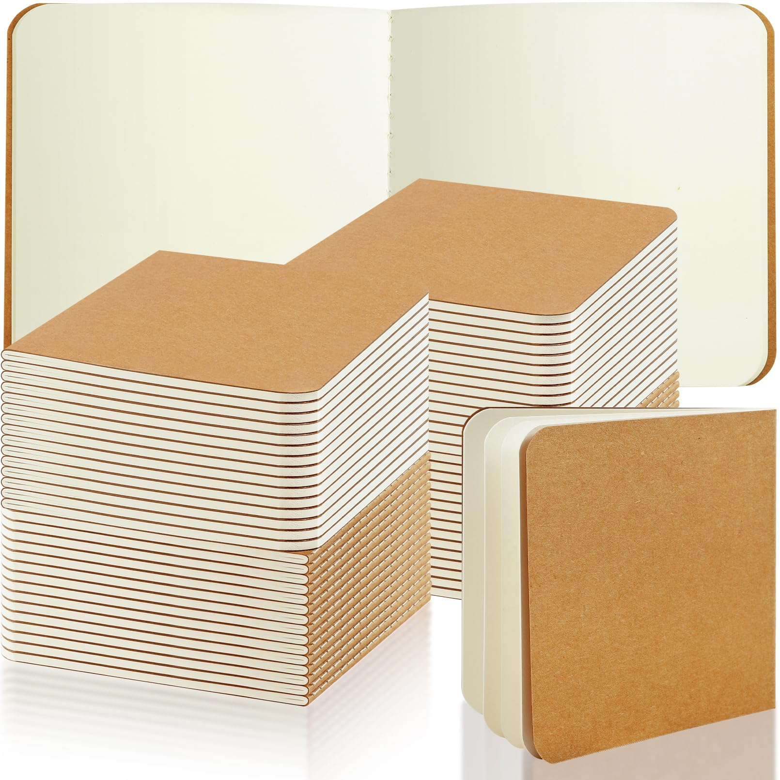 Confezione da 150 mini taccuini tascabili in carta kraft, 10 x 10 cm, piccoli quaderni senza righe, per scrivere, disegnare, prendere appunti, progetti fai da te (24 fogli/48 pagine)