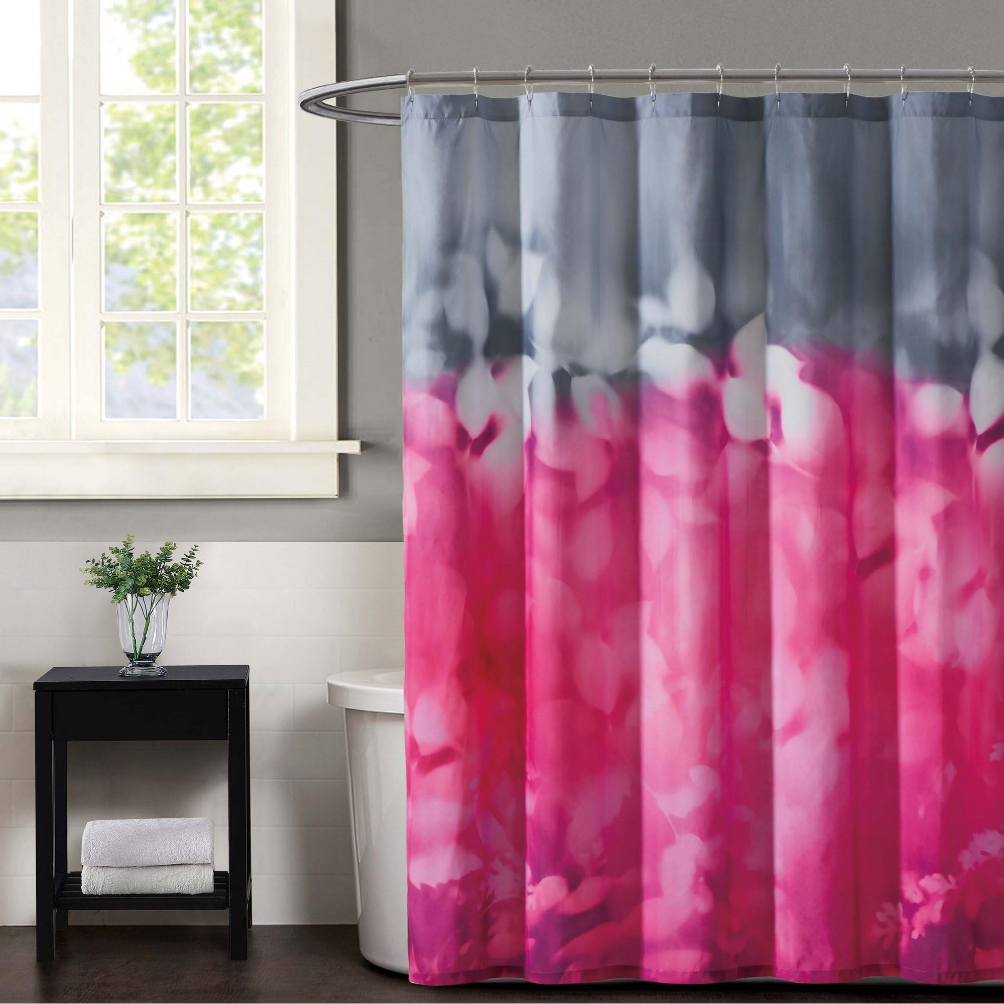 Christian Siriano Shower Curtain, Magenta/Grey, x 72 Inches