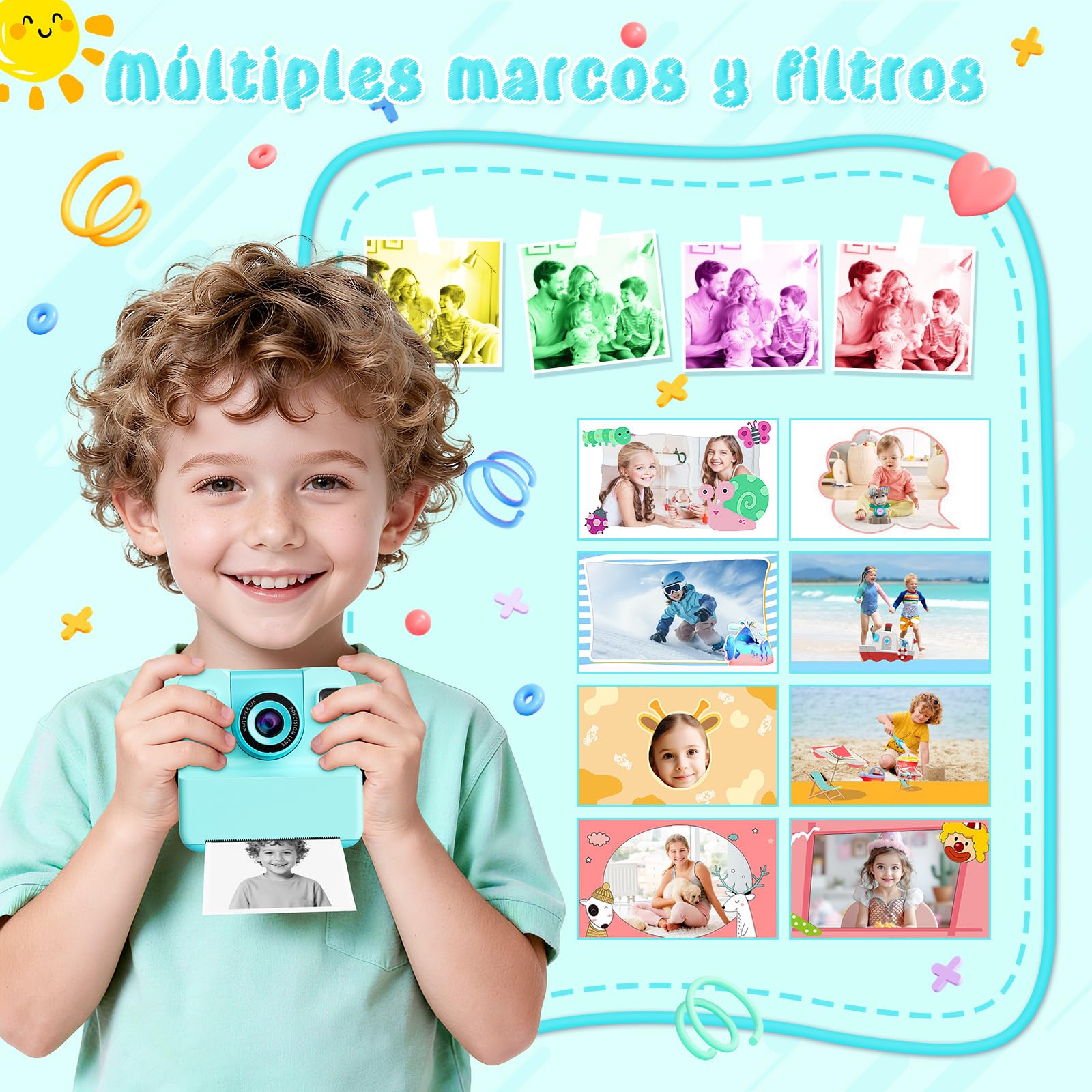 Macchina Fotografica Bambini Istantanea, 2.4" HD Portatile Macchina Fotografica Bambini 1080P Digitale Fotocamera Istantanea Regali Natale Compleanno per 3-10 Foto & 32GB SD