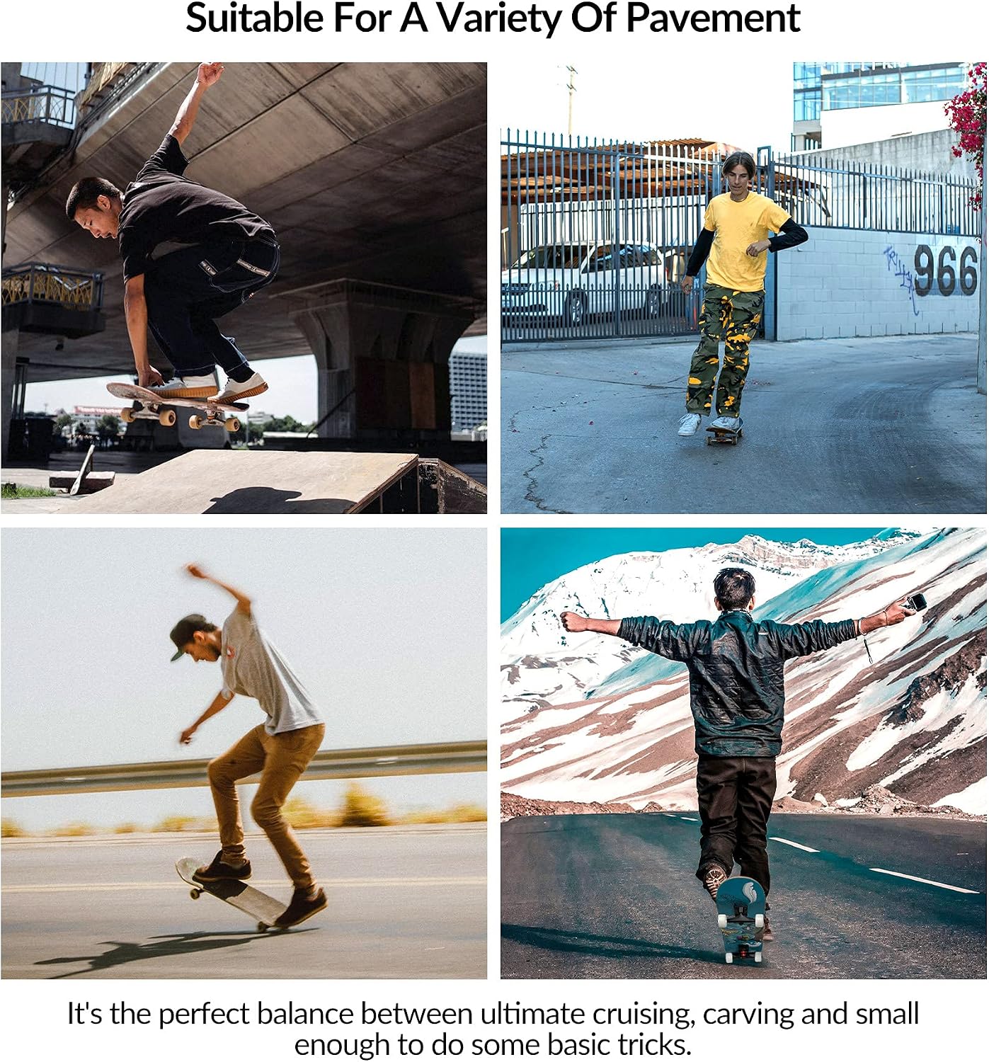 METROLLER Skateboards for Beginners,31 x 8 Complete Standard Skate Boards for Girls Boys, 7 Layer Canadian Maple Double Kick Concave Skateboard for Kids Youth Teens Adults